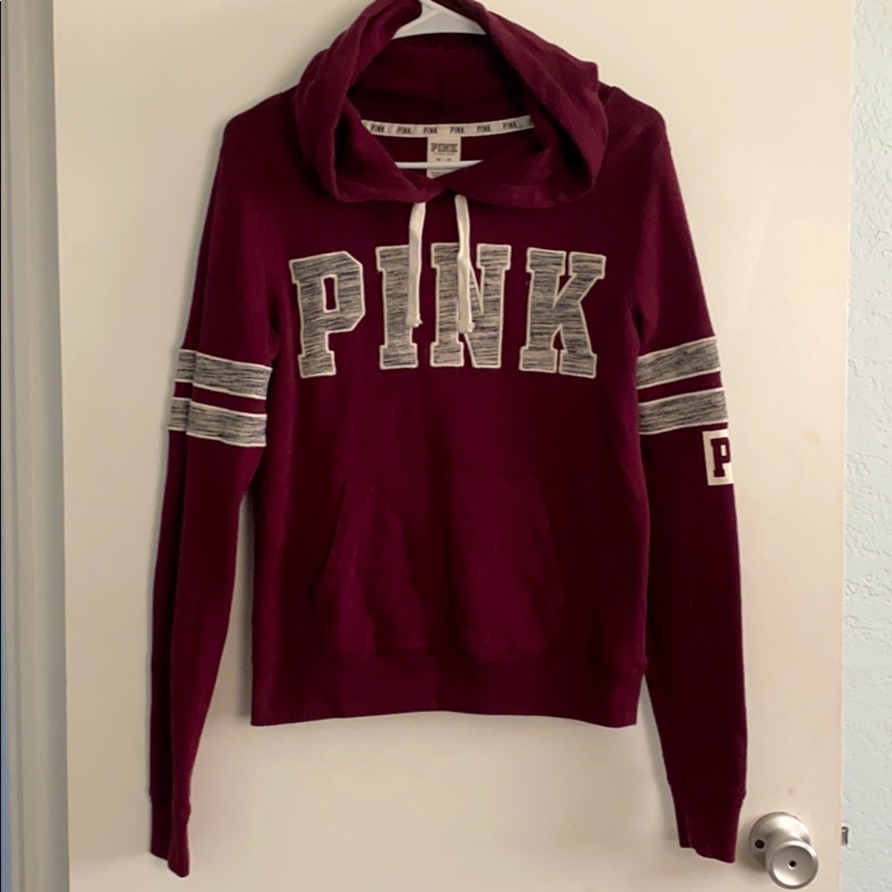 Burgundy PINK hoodie pullover. XS.